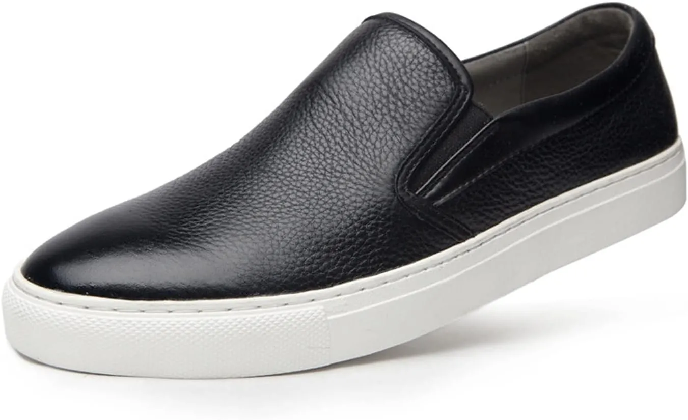 HASMI Men's Leather Casual Shoes Trendy Breathable Slip On Men's Shoes
