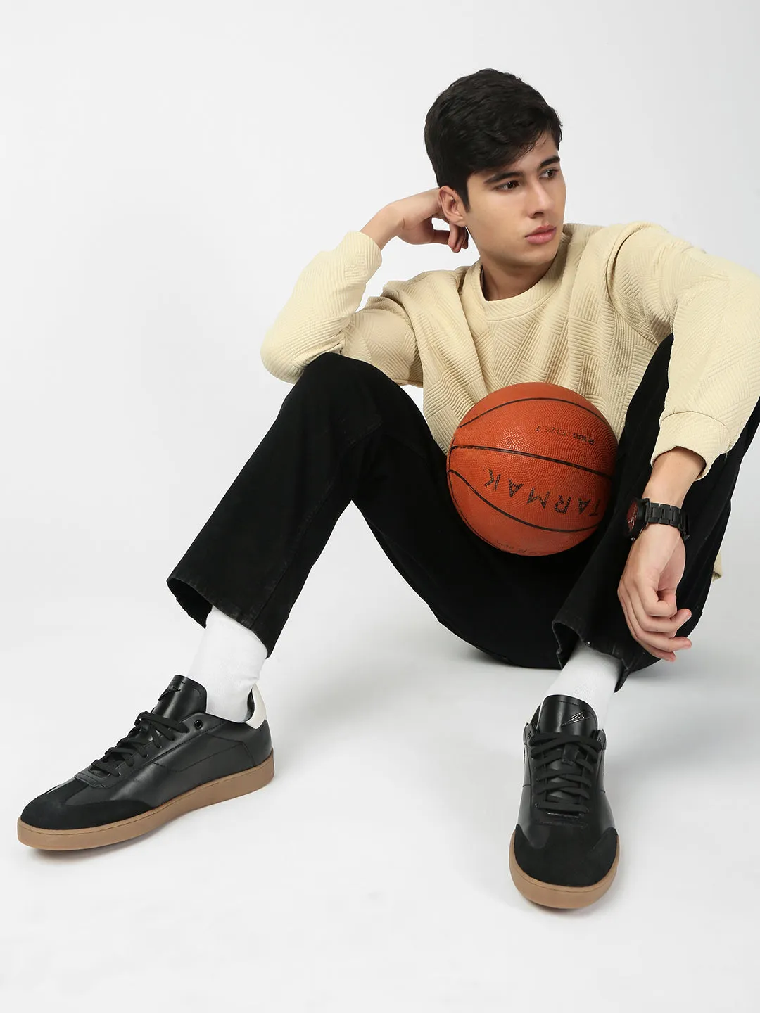 HAZE - Black Leather & Suede Classic Sneakers