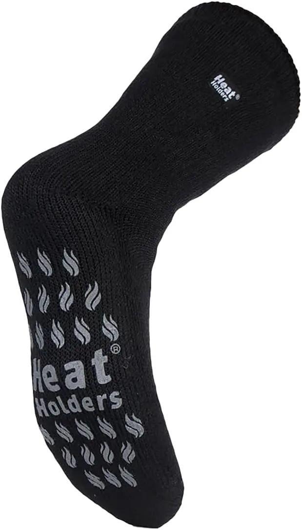 HEAT HOLDERS - 3 Pair Multipack Mens Slipper Socks with Grips for Winter | Thick Indoor Non Slip Thermal Socks