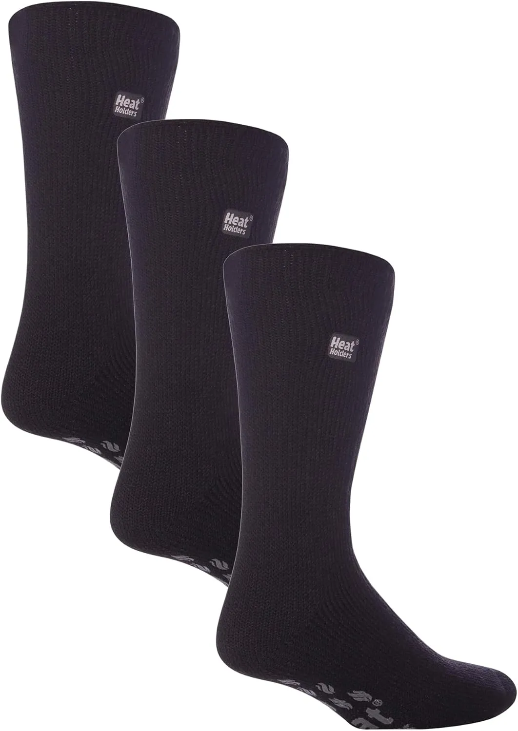 HEAT HOLDERS - 3 Pair Multipack Mens Slipper Socks with Grips for Winter | Thick Indoor Non Slip Thermal Socks
