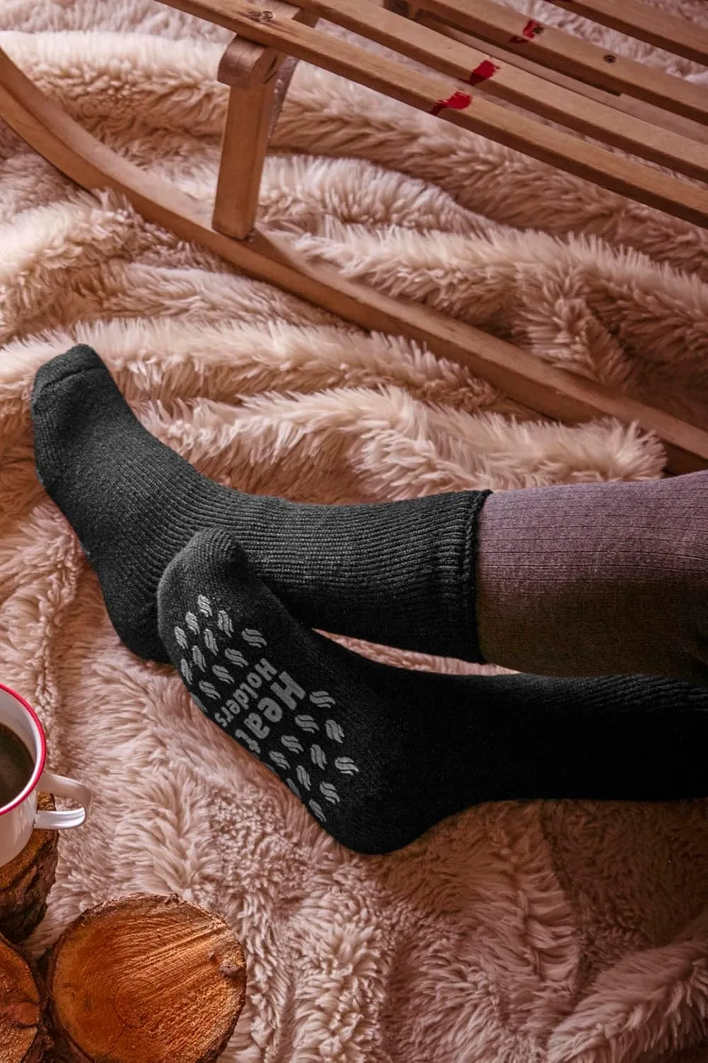 HEAT HOLDERS - 3 Pair Multipack Mens Slipper Socks with Grips for Winter | Thick Indoor Non Slip Thermal Socks