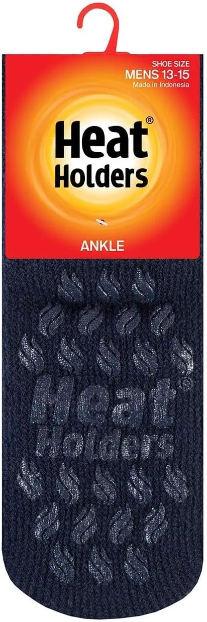 Heat Holders Men's Big/Tall Ankle Slipper Socks Black/Men's 13-15