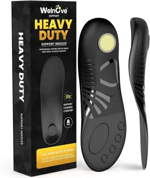 Heavy Duty Arch Support Insoles - Welnove 220  lbs Plantar Fasciitis Insoles with High Arch Support Orthotic Inserts for Flat Feet Standing All Day Work Boot Insoles for Women's 8-9.5 & Men's 6-7.5