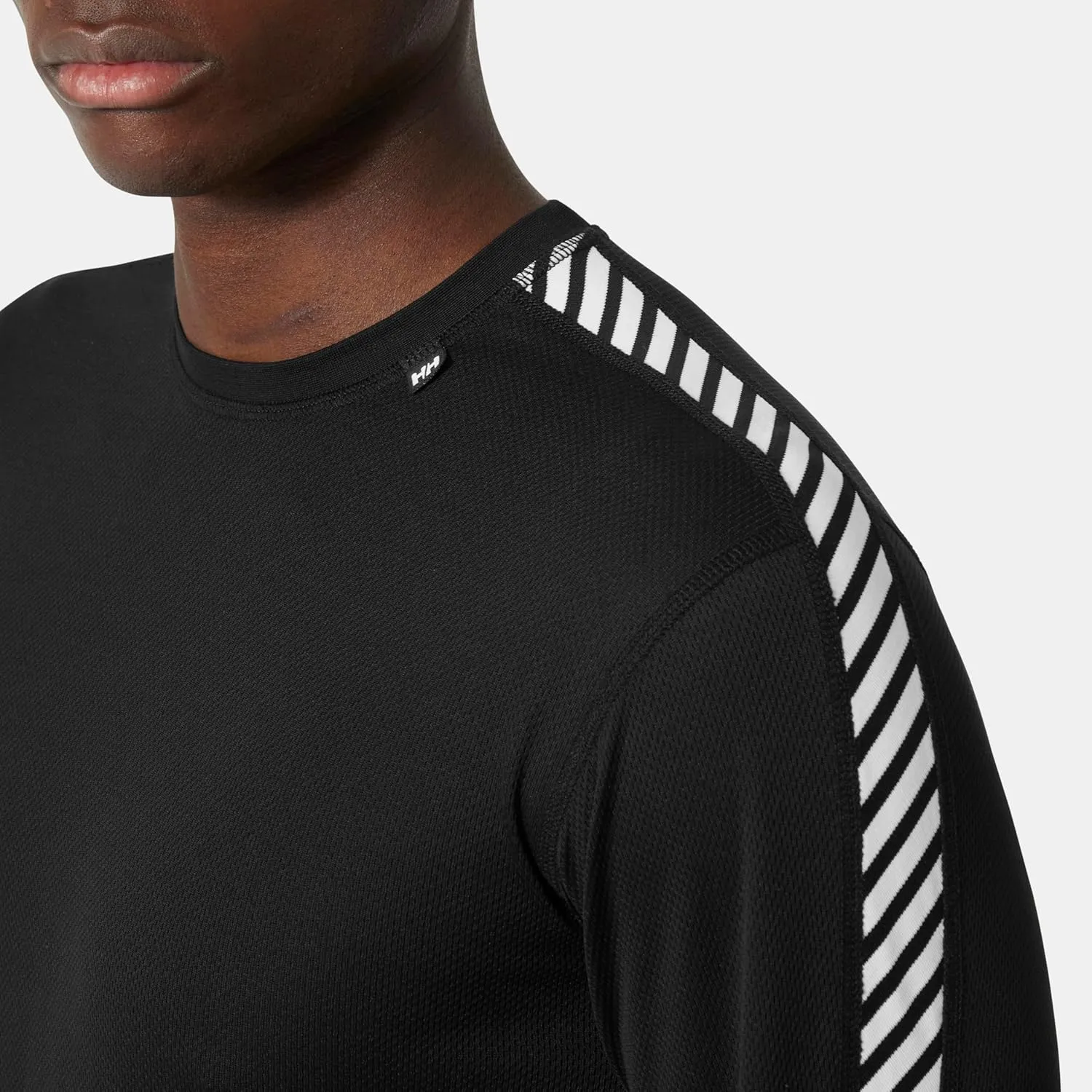Helly Hansen Men's Lifa Stripe Crew Lightweight Breathable Moisture Wicking Thermal Baselayer, 998 Black - Medium