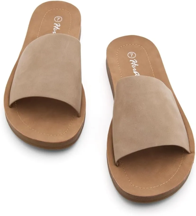 Herstyle Jarina Women's Flat Sandals, Fashion Slides, Open Toe One Band with Cushioned Footbed Slippers, Lightweight Casual Sandals for Summer, Beach, and Vacation