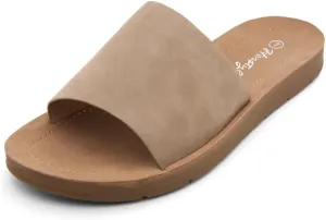 Herstyle Jarina Women's Flat Sandals, Fashion Slides, Open Toe One Band with Cushioned Footbed Slippers, Lightweight Casual Sandals for Summer, Beach, and Vacation