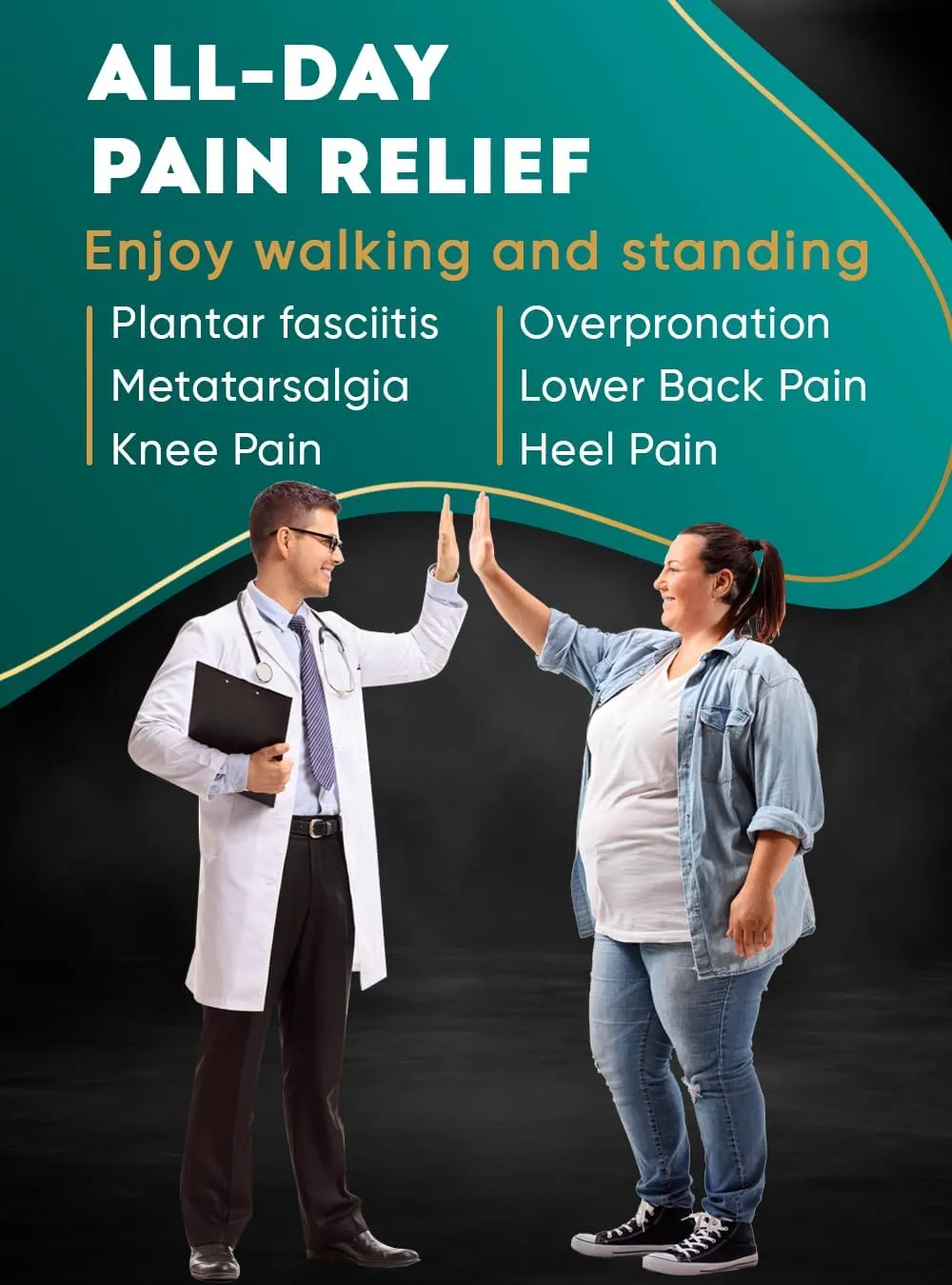 High Arch Support Insoles for Plantar Fasciitis for Women and Men - Orthotic Shoe Inserts - Boot Work Shoe Plantar Fasciitis Insoles (Turquoise, XL)