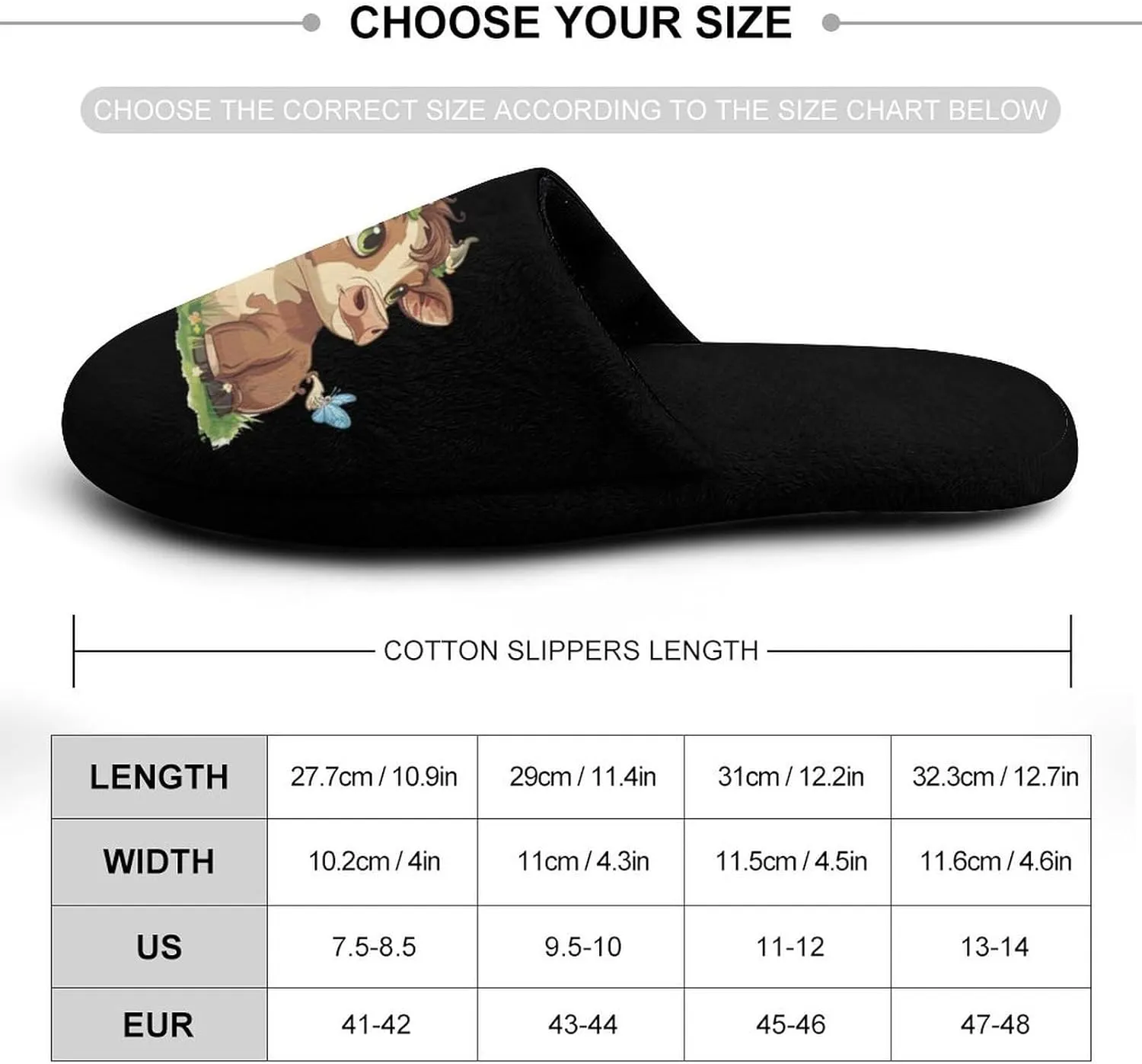 Highland Cow Print Men's Cotton Slippers Closed Toe Slipper for Spa Hotel Bedoom