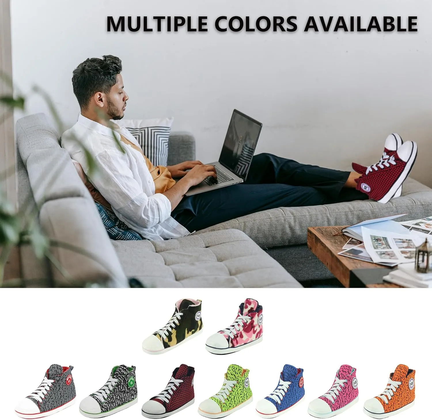 Home Slipper Men's Indoor House Sneakers Slippers, Fun Non-Slip Fashion Boots