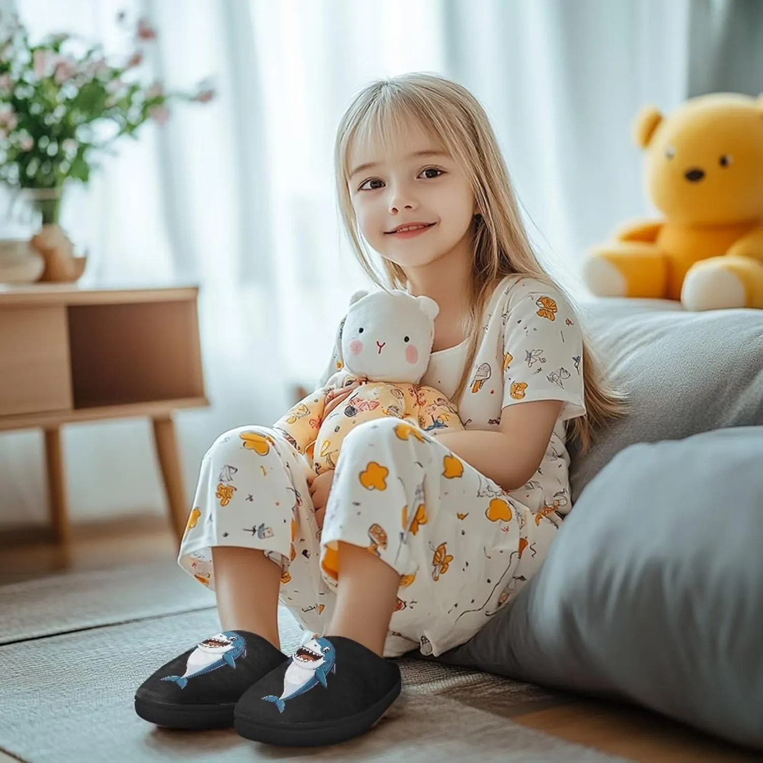 Home Slippers for Kids Non Slip House Slippers for Boys Girls, Warm Soft Fuzzy Slippers for Indoor Outdoor