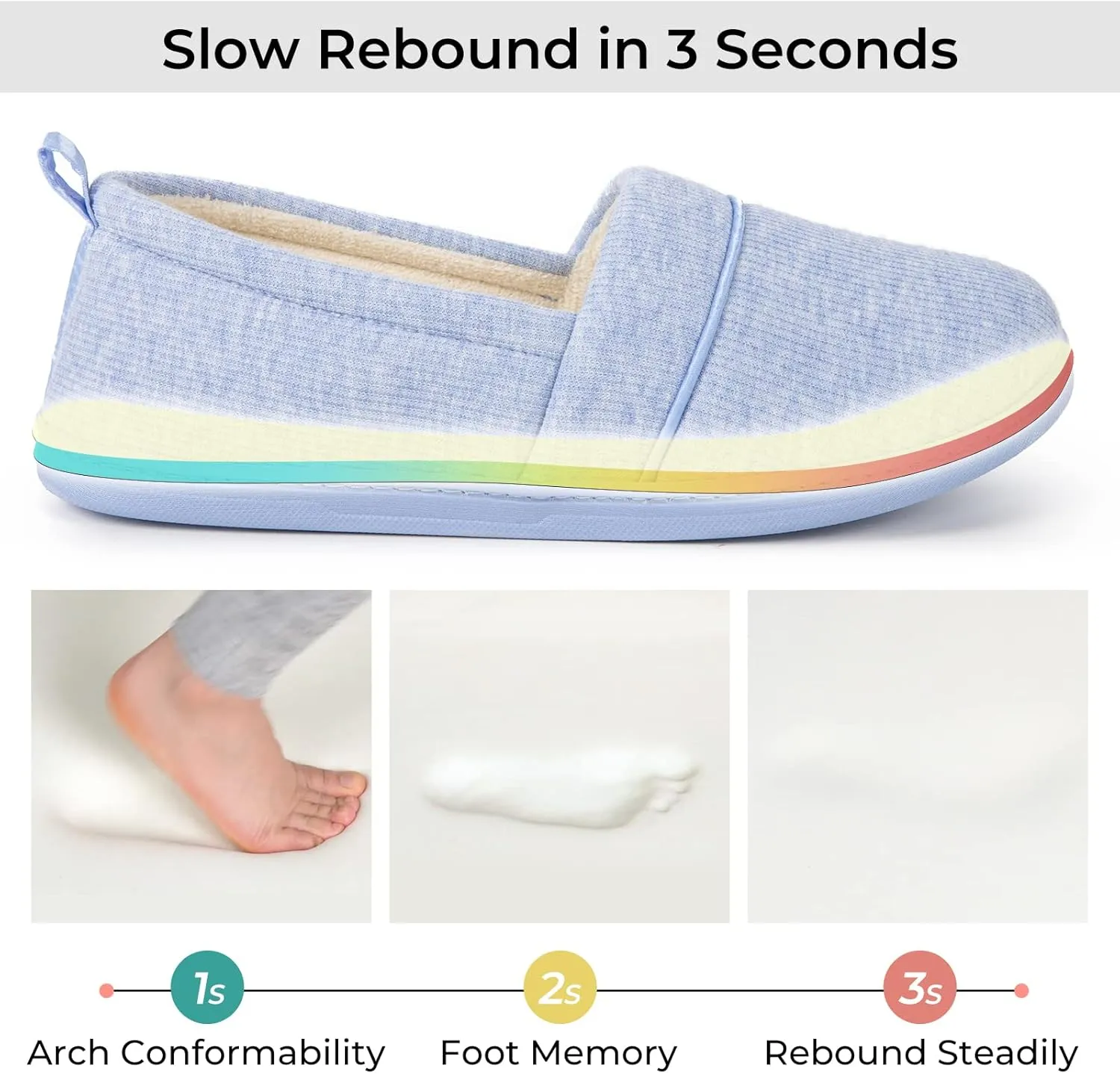 HomeTop Women's Comfy Loafer Slippers Lightweight Memory Foam Non-slip Indoor House Shoes