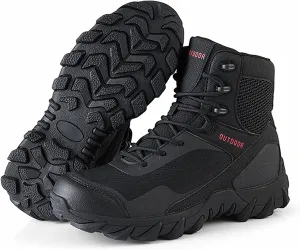 hongrenamz Mens Hiking Boots Waterproof High Hiking Shoes Outdoor Trekking Boots Non Slip Camping Boots Black-EU39/US7