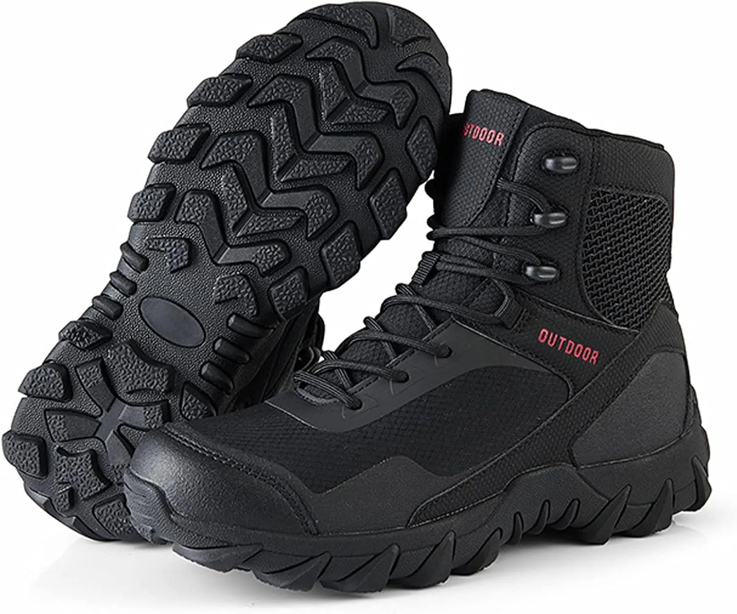 hongrenamz Mens Hiking Boots Waterproof High Hiking Shoes Outdoor Trekking Boots Non Slip Camping Boots Black-EU39/US7