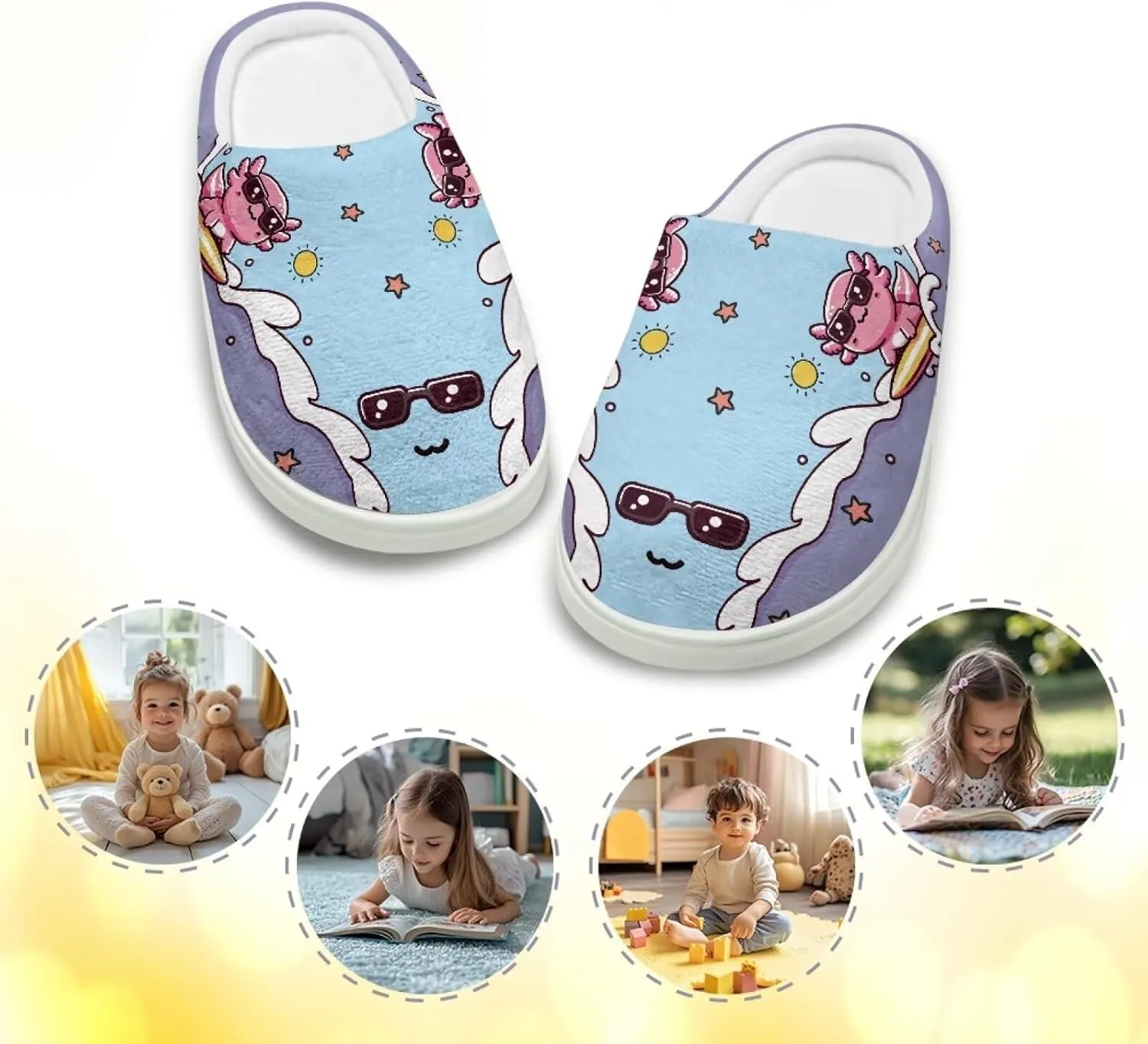 House Slippers for Kids Plush Cotton Slipper Home Indoor Fuzzy Slipper Shoes Warm Non Slip Fleece Plush Slipper Size 9-15