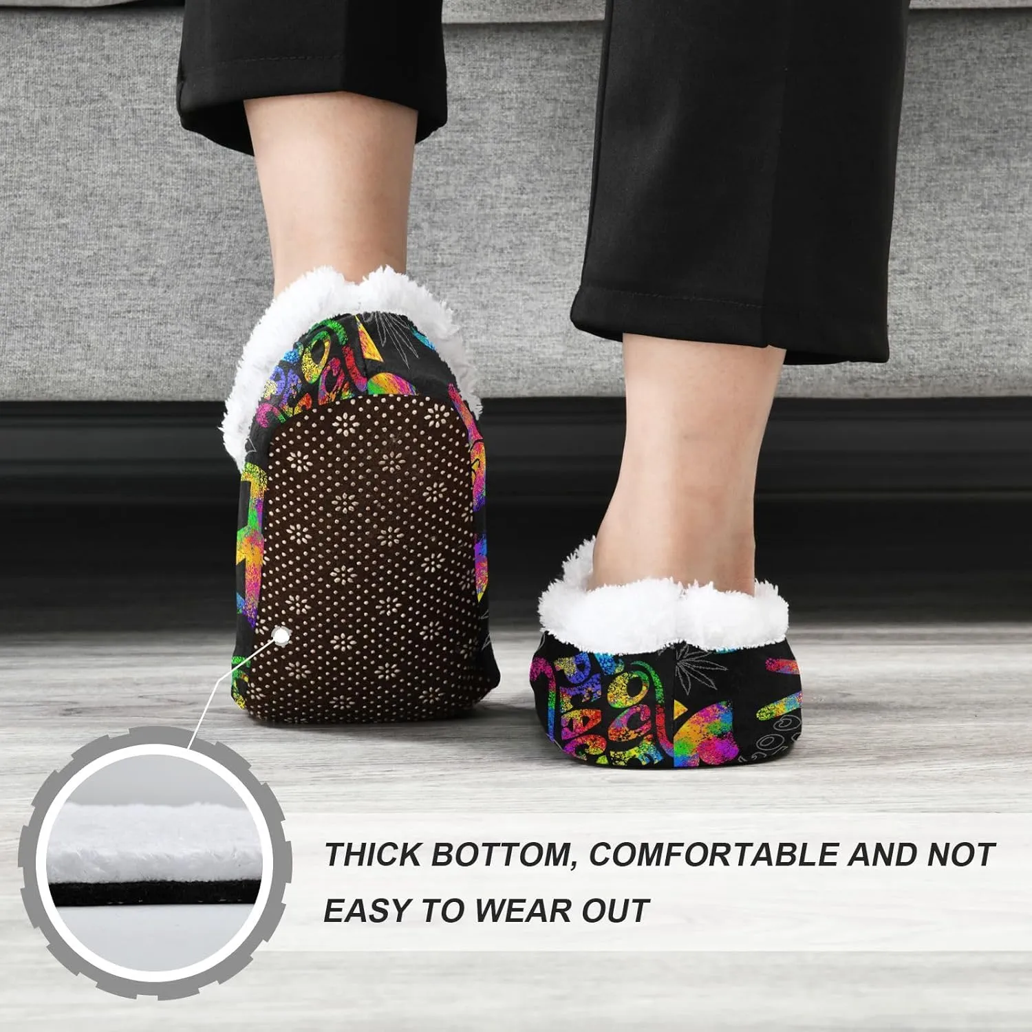 House Slippers Fuzzy Memory Foam Soft Slipper Socks for Woman Men