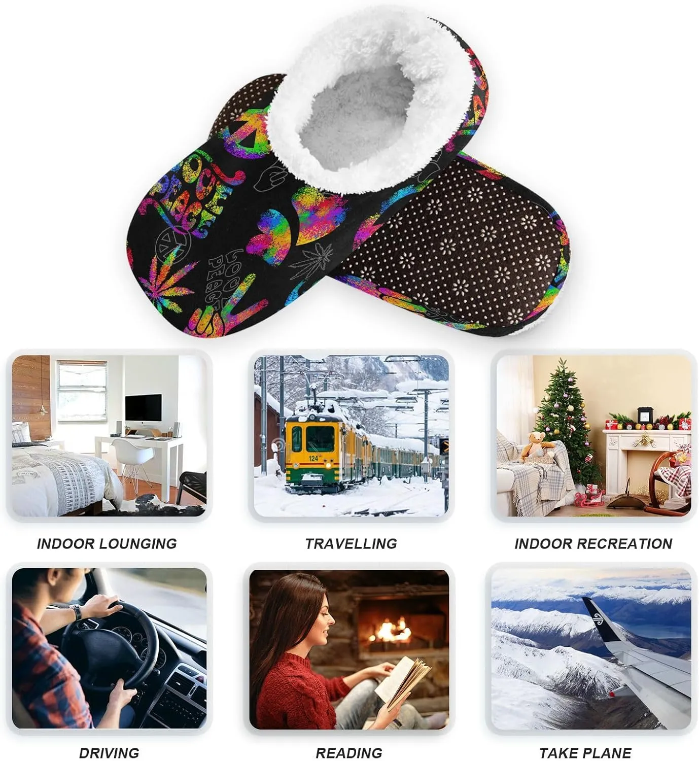 House Slippers Fuzzy Memory Foam Soft Slipper Socks for Woman Men