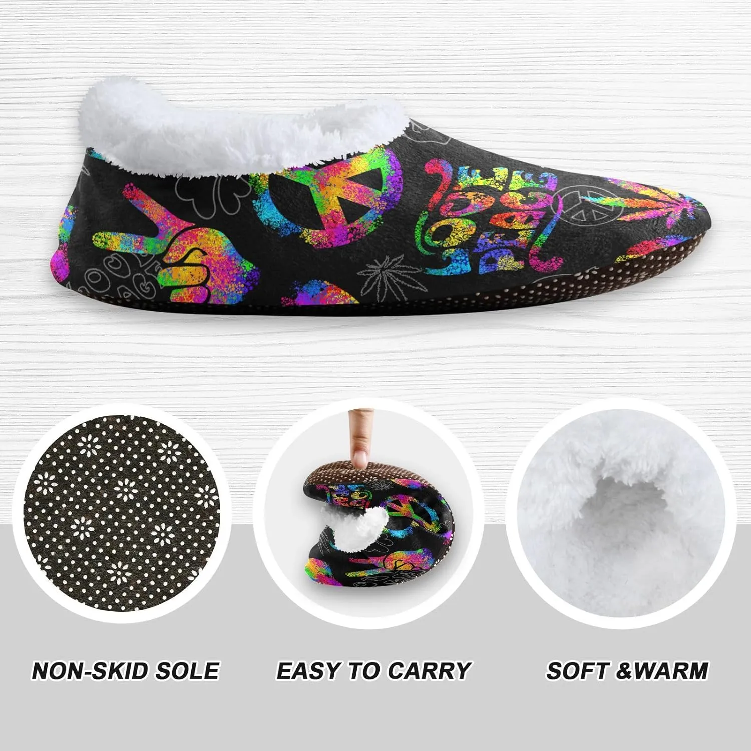 House Slippers Fuzzy Memory Foam Soft Slipper Socks for Woman Men