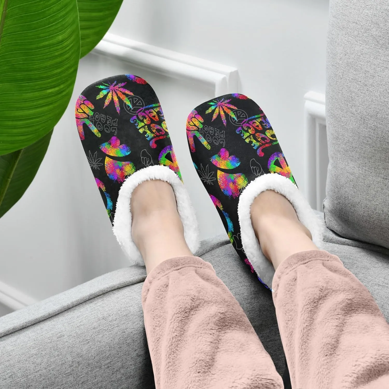 House Slippers Fuzzy Memory Foam Soft Slipper Socks for Woman Men
