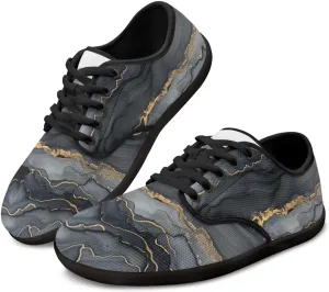 Howilath Marble Print Women Barefoot Shoes Lace-up Flat Shoes with Anti-Slip Sole Breathable Casual Sport Shoes