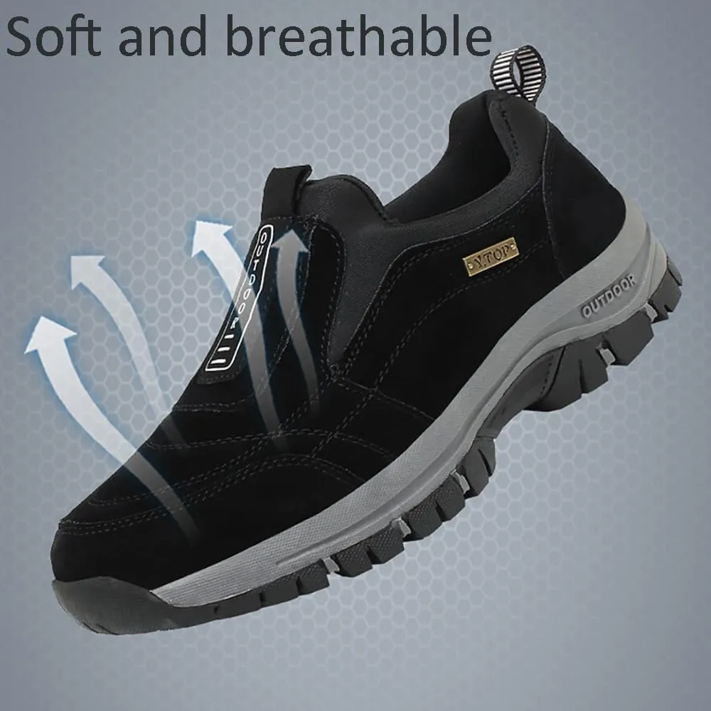 Hrtesus Women's Thick-Soled Suede Sneakers for Ultimate Comfort, Casual Non-Slip Slip-on Sneakers, Orthopedic Hiking Shoes Women Men