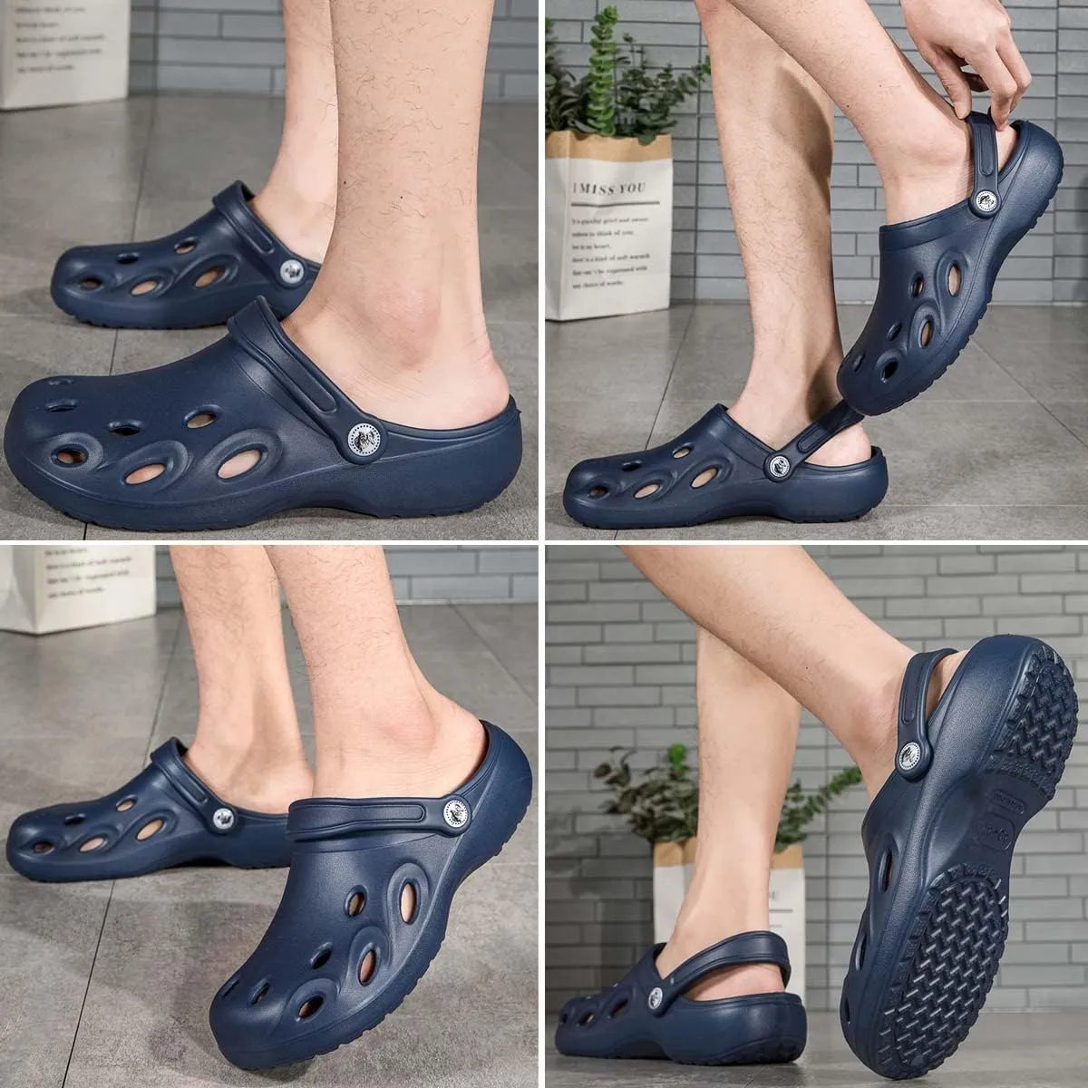 HYDLONGR Women's Summer Light Weight Breathable Quick-Drying Flat Garden Sandals Beach Slippers Clogs Mules Shoes
