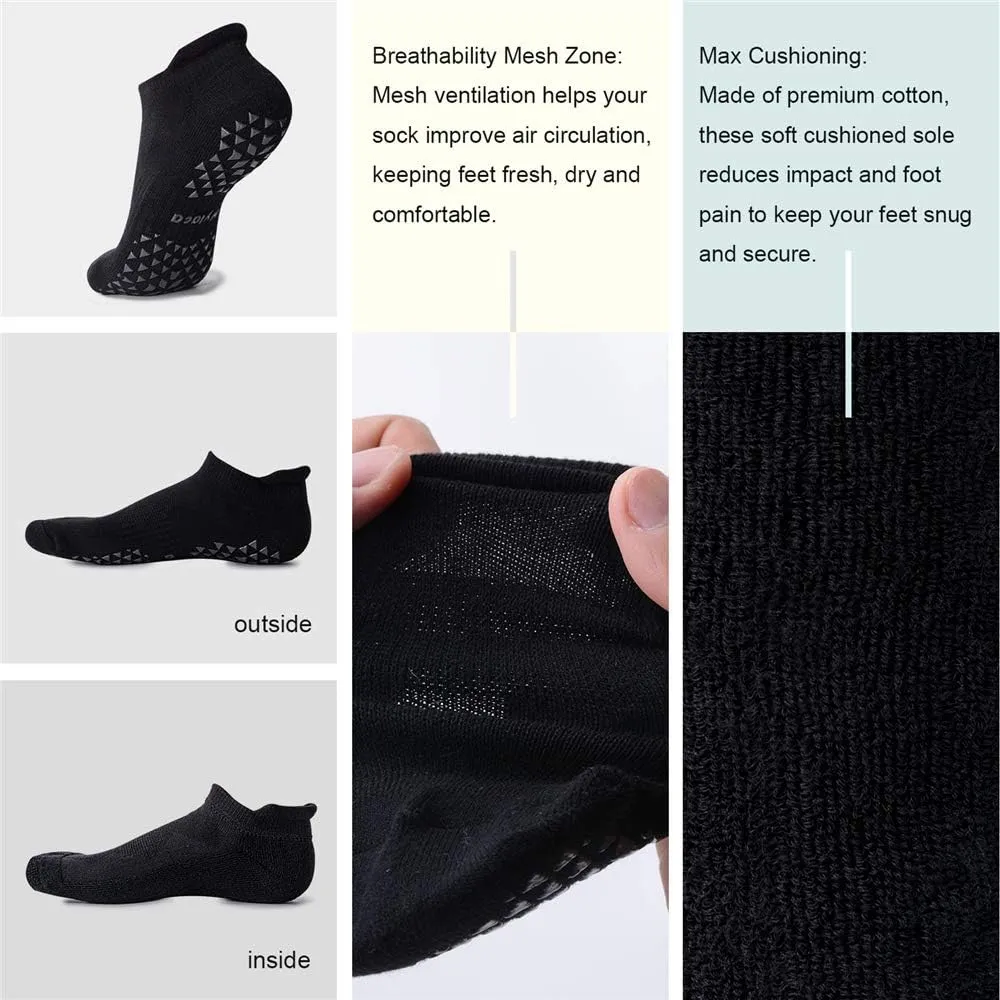 Hylaea Unisex Non Slip Socks with Grip for Yoga, Hospital, Pilates, Barre | Ankle, Cushioned