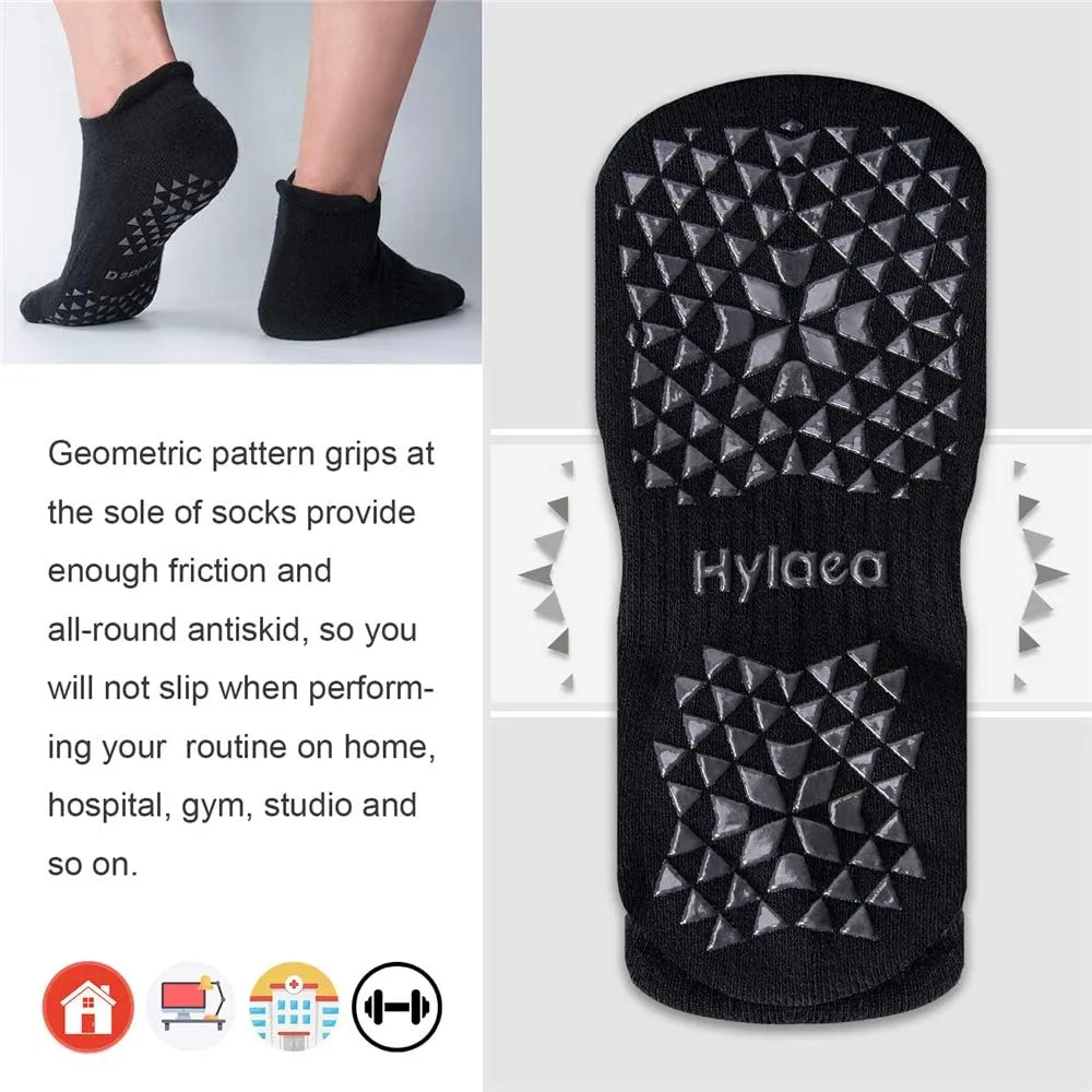 Hylaea Unisex Non Slip Socks with Grip for Yoga, Hospital, Pilates, Barre | Ankle, Cushioned