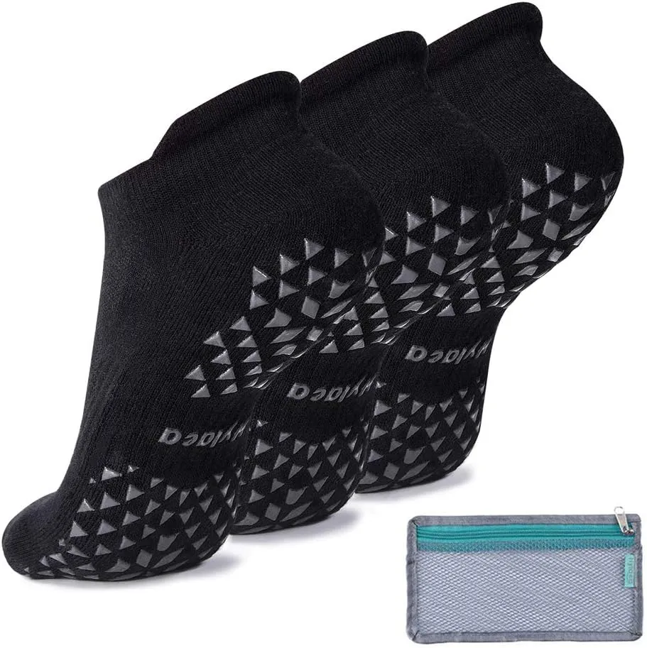 Hylaea Unisex Non Slip Socks with Grip for Yoga, Hospital, Pilates, Barre | Ankle, Cushioned