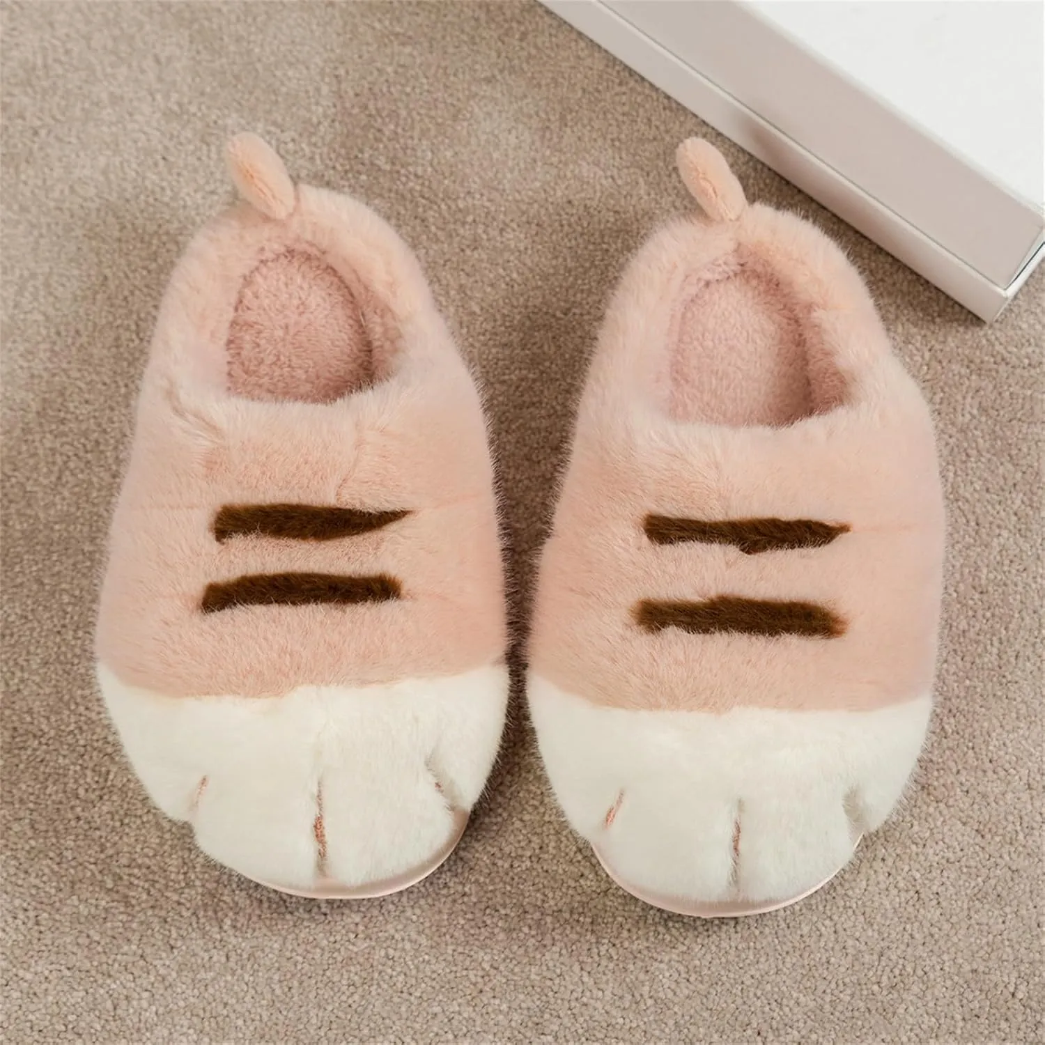 Indoor Outdoor Slippers Women Cute Funny 3D Cat Paw Cartoon Slipper Warm Fluffy Furry Winter Bedroom House Shoes
