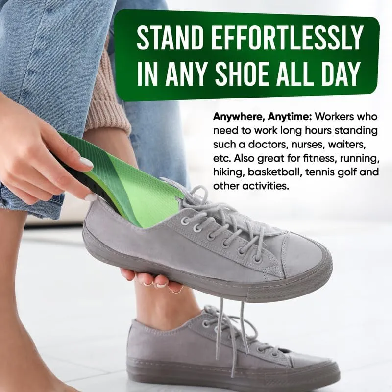 Insoles for Shoes and Work Boots | Plantar Fasciitis Relief and Arch Support | Orthotic Inserts for Men and Women | Relieve Foot Pain | Anti-Fatigue Good for 200  lbs (14.5-16 Men)