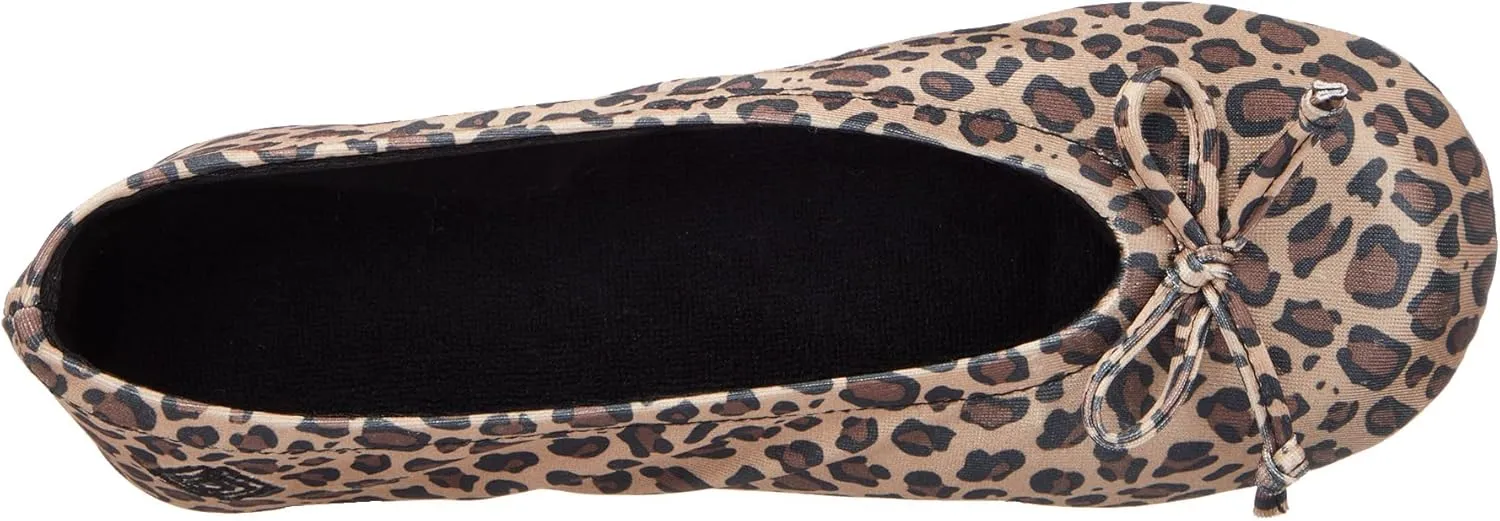 isotoner Women's Satin Ballerina Slippers with Soft Tie Bow and Suede Sole