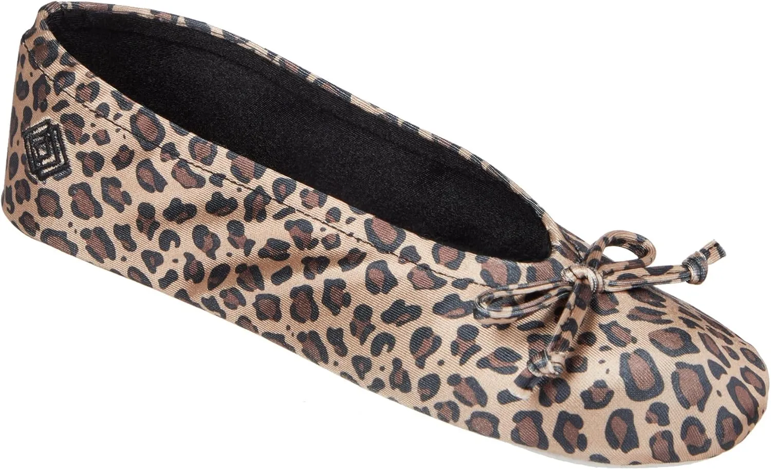 isotoner Women's Satin Ballerina Slippers with Soft Tie Bow and Suede Sole