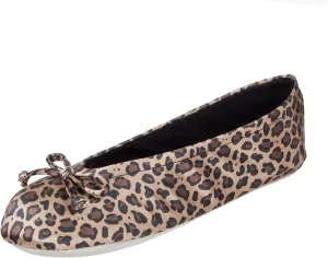 isotoner Women's Satin Ballerina Slippers with Soft Tie Bow and Suede Sole