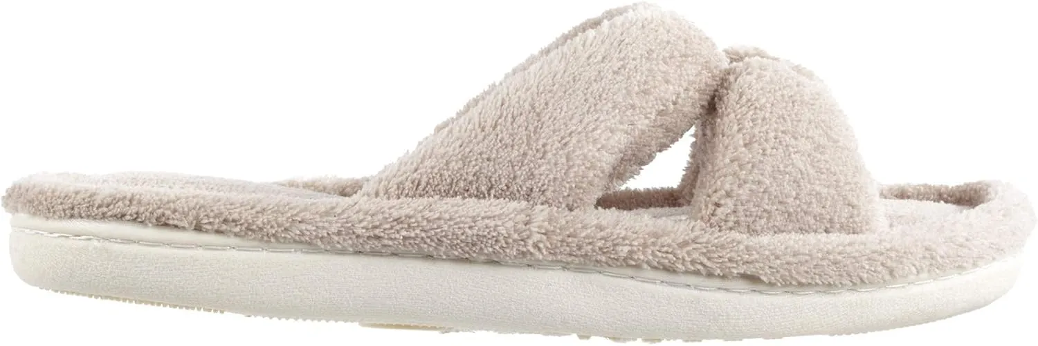 isotoner Women's Signature X-Slide Slipper, Satin Trim with Memory Foam