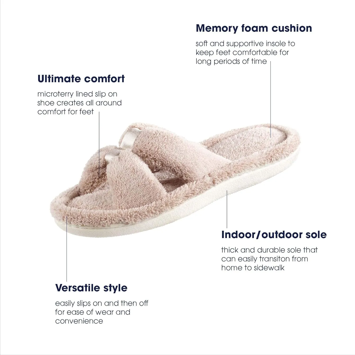 isotoner Women's Signature X-Slide Slipper, Satin Trim with Memory Foam