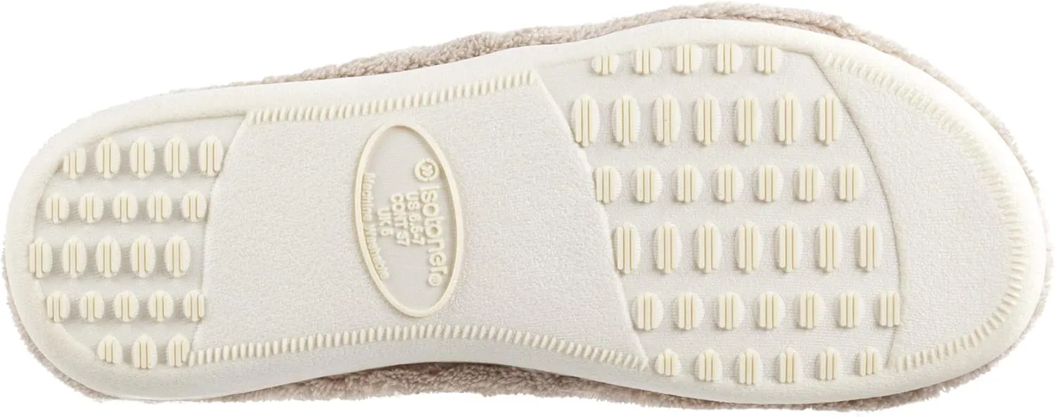 isotoner Women's Signature X-Slide Slipper, Satin Trim with Memory Foam