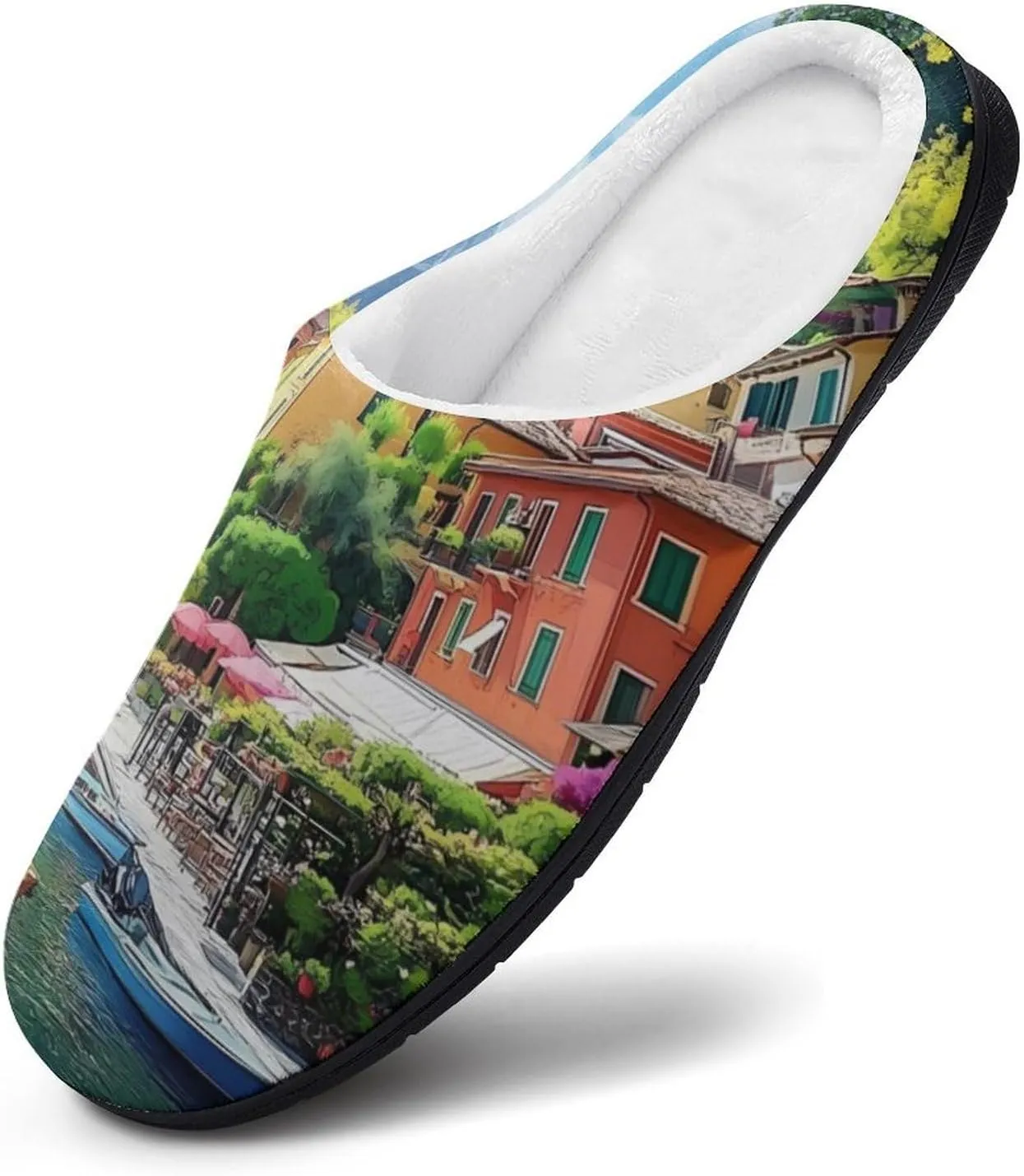 Italian Lakeside Sea View Slippers for Women Warm House Shoes Home Slippers Bedroom Shoes for Women Mom Ladies