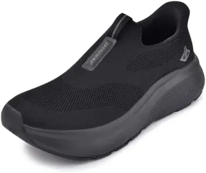 JACKSHIBO Mens Slip in Free up Hands Shoes Wide Toe Box Arch Support Orthopedic Walking Sneakers Cushioned Thick Zero Drop Sole Metatarsal Pads
