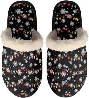 Jeiento Christmas Slippers for Men Women Comfortable Cotton Memory Foam Slippers Soft Fluffy Warm House Shoes Bedroom Slipper