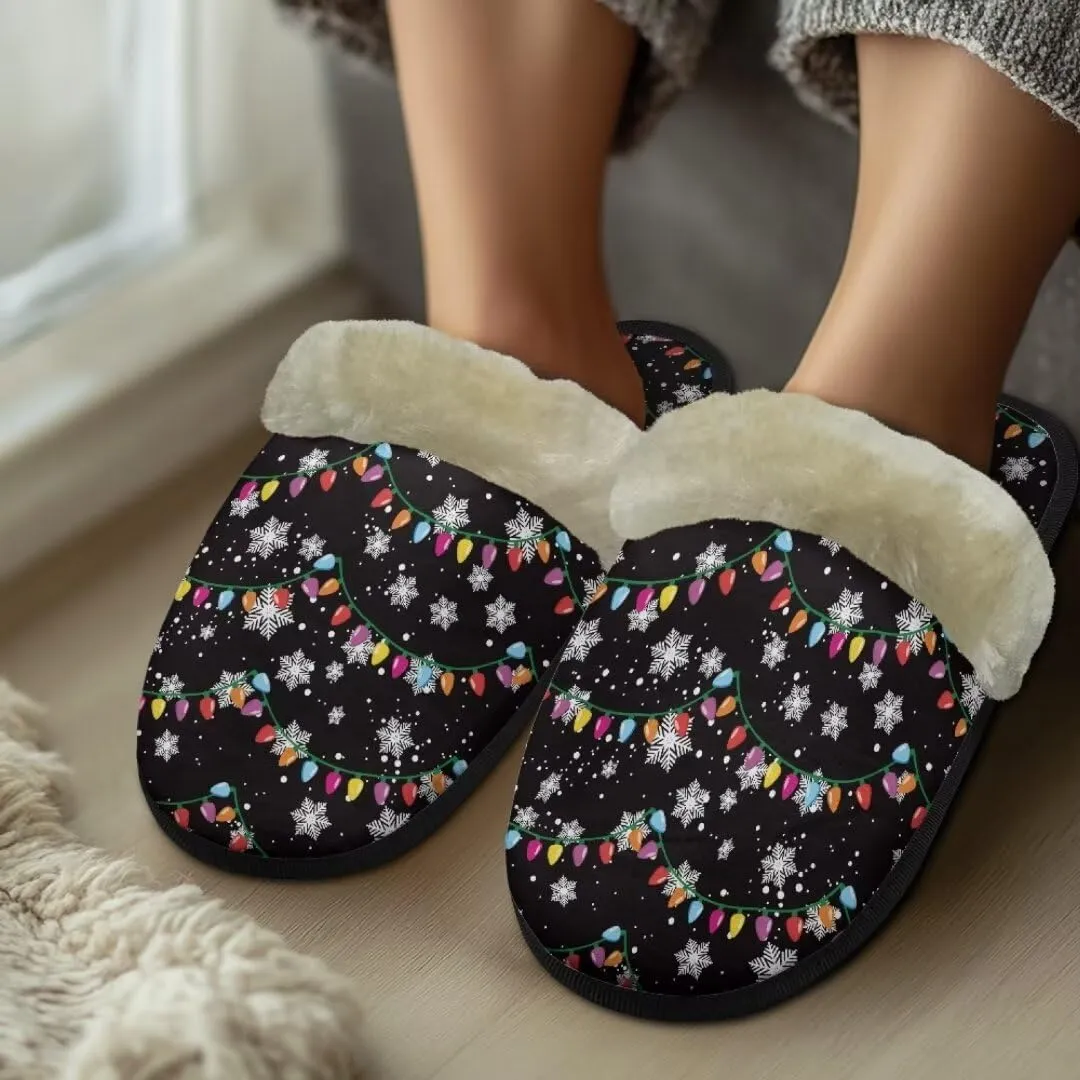 Jeiento Christmas Slippers for Men Women Comfortable Cotton Memory Foam Slippers Soft Fluffy Warm House Shoes Bedroom Slipper