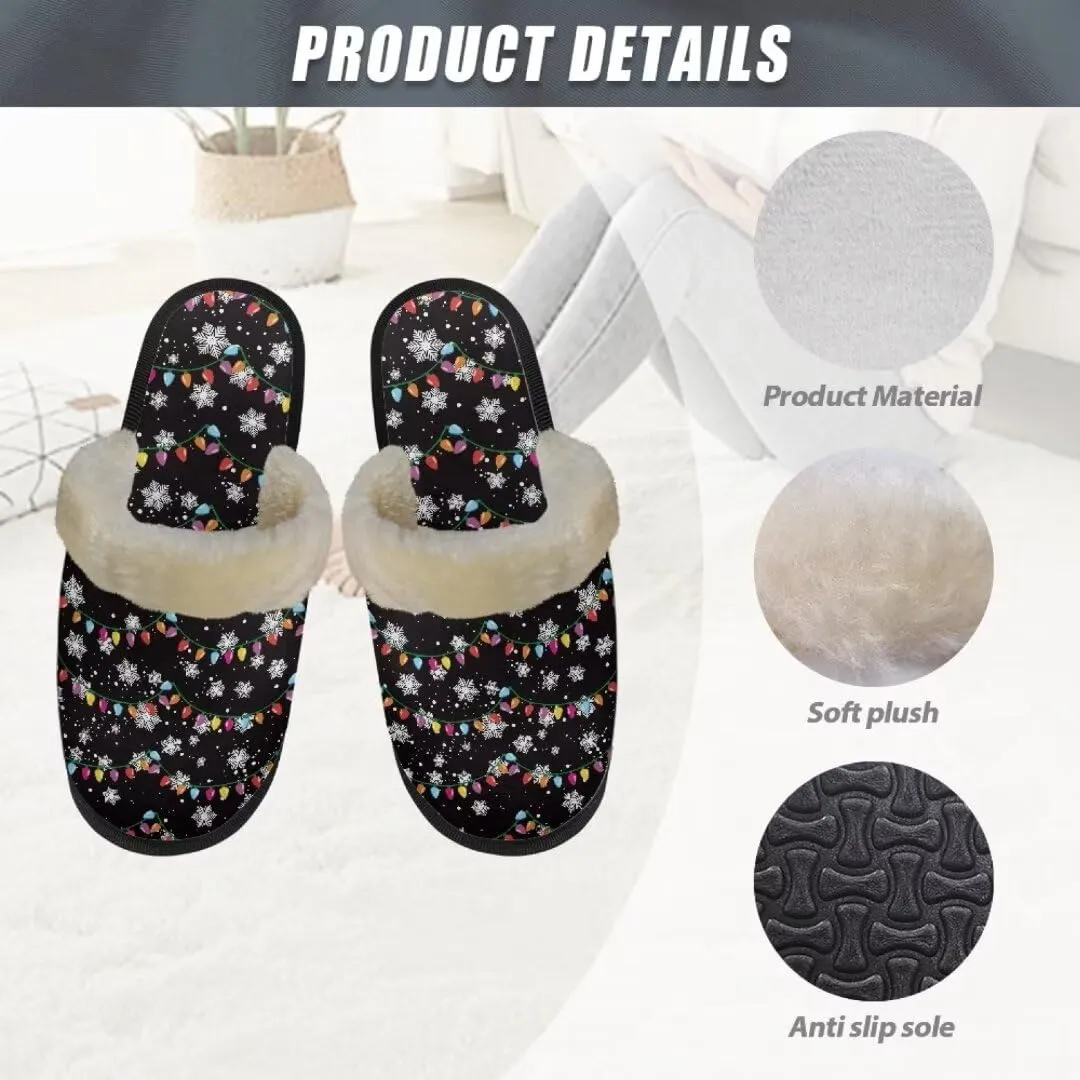 Jeiento Christmas Slippers for Men Women Comfortable Cotton Memory Foam Slippers Soft Fluffy Warm House Shoes Bedroom Slipper