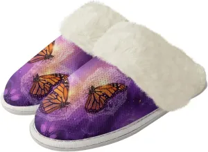 Jeiento Women's Indoor Bedroom Slipper for Women, Butterfly Print House Shoe