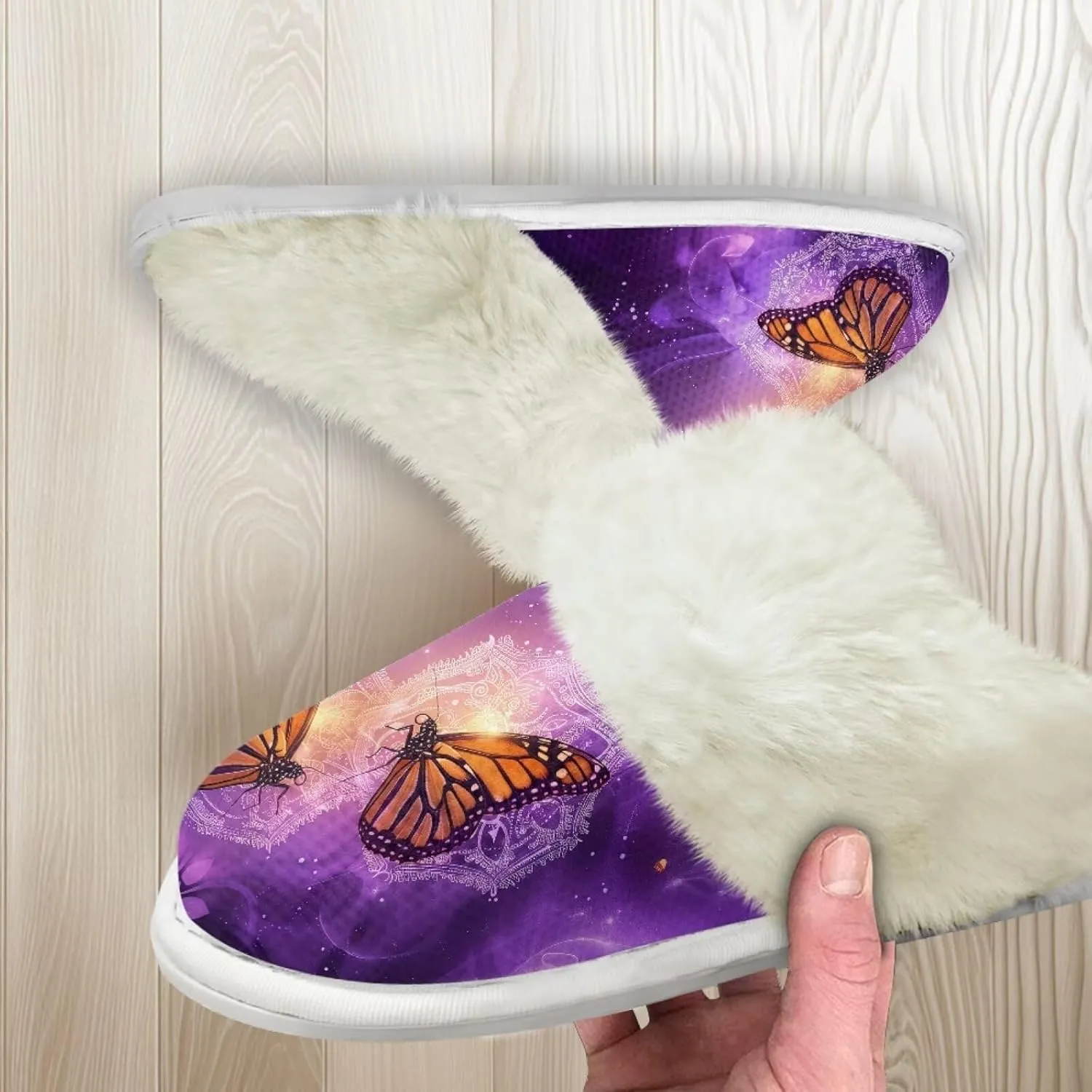 Jeiento Women's Indoor Bedroom Slipper for Women, Butterfly Print House Shoe