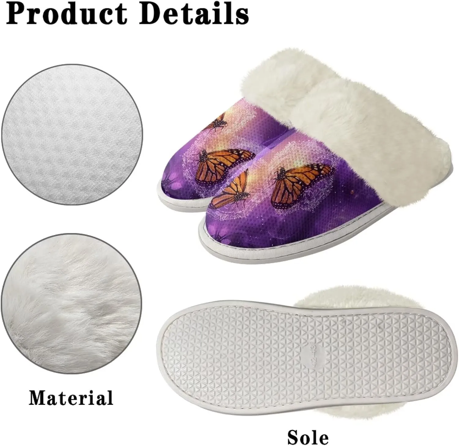 Jeiento Women's Indoor Bedroom Slipper for Women, Butterfly Print House Shoe