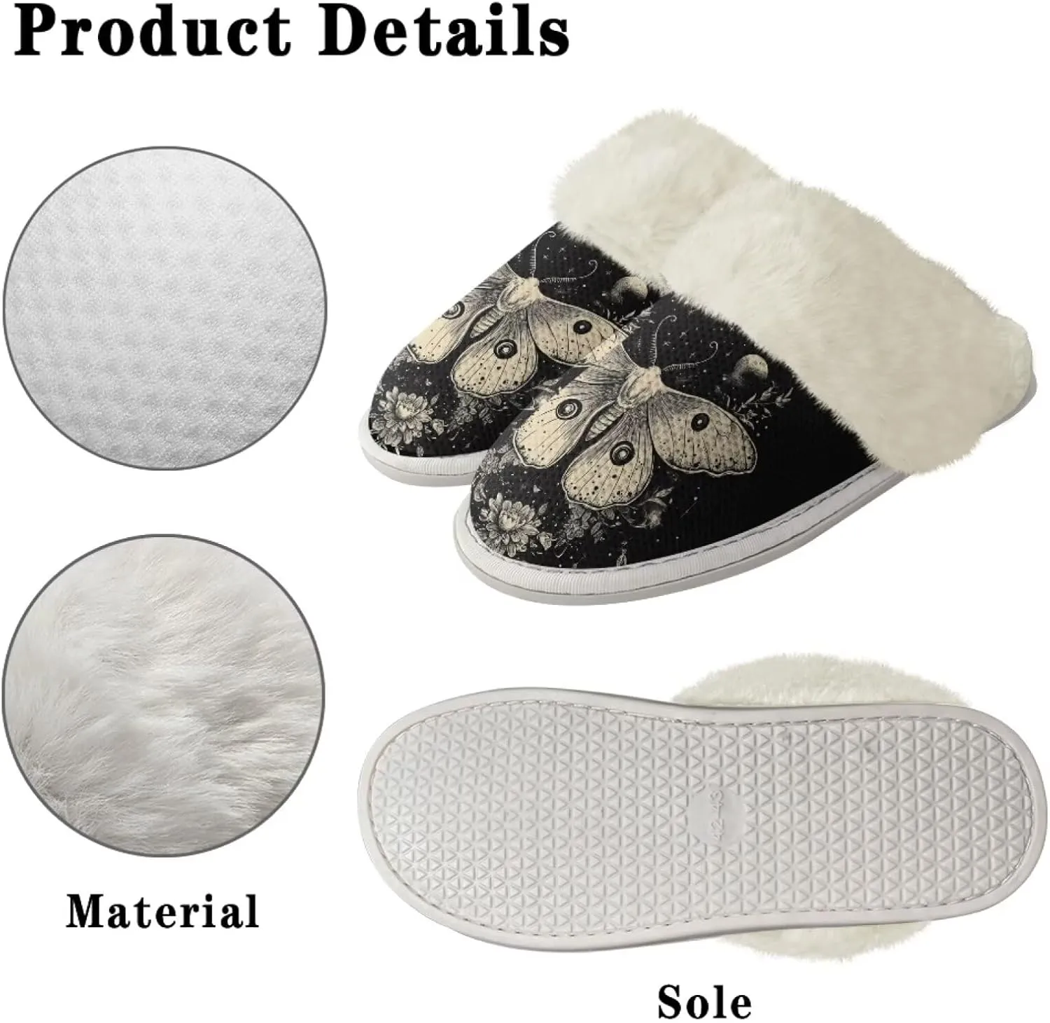 Jeiento Women's Indoor Bedroom Slipper for Women, Butterfly Print House Shoe