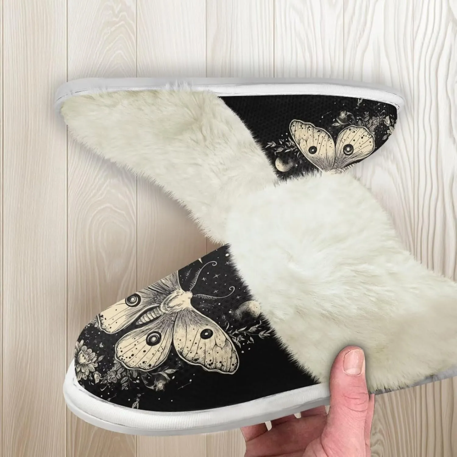Jeiento Women's Indoor Bedroom Slipper for Women, Butterfly Print House Shoe