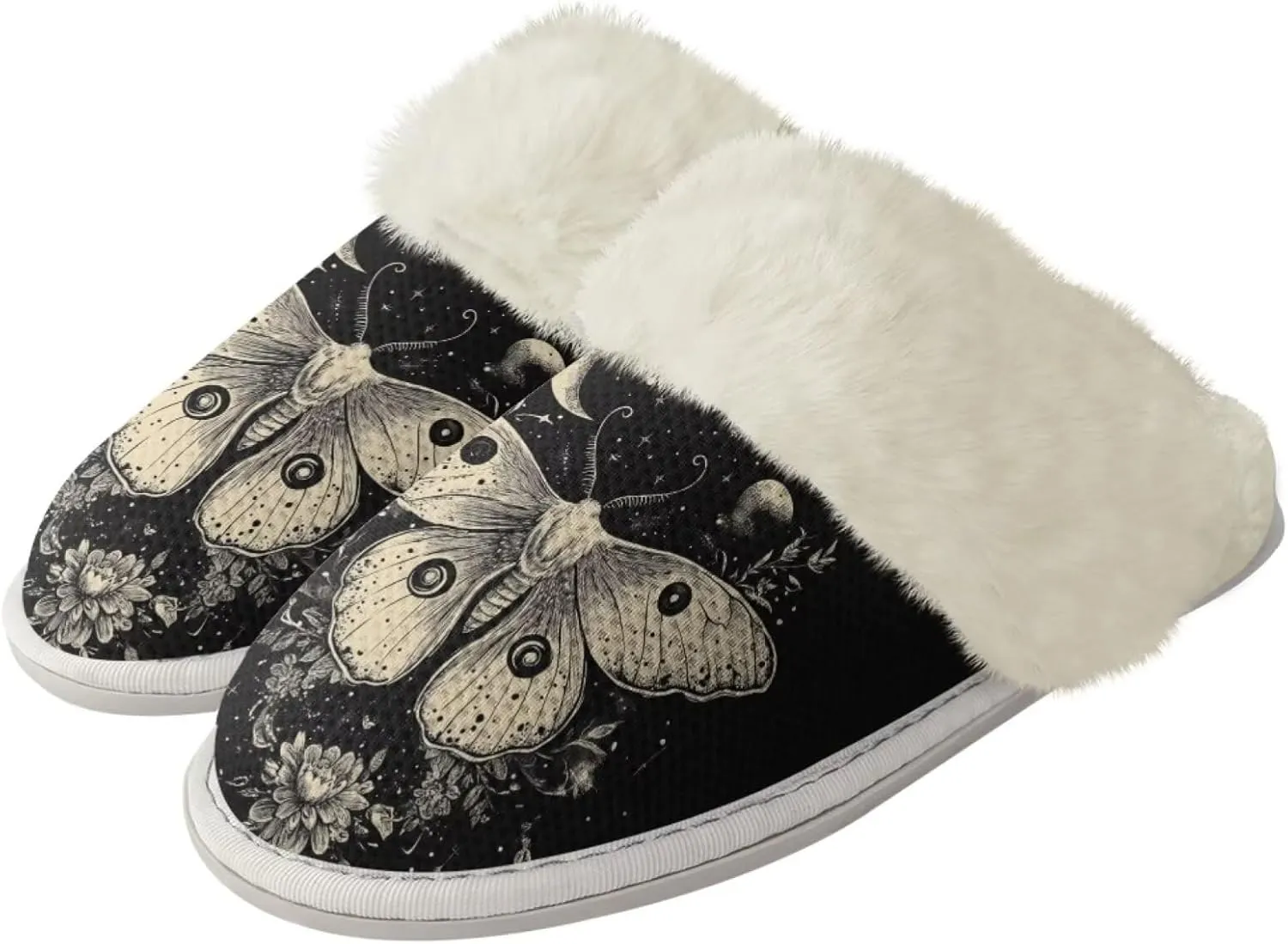 Jeiento Women's Indoor Bedroom Slipper for Women, Butterfly Print House Shoe