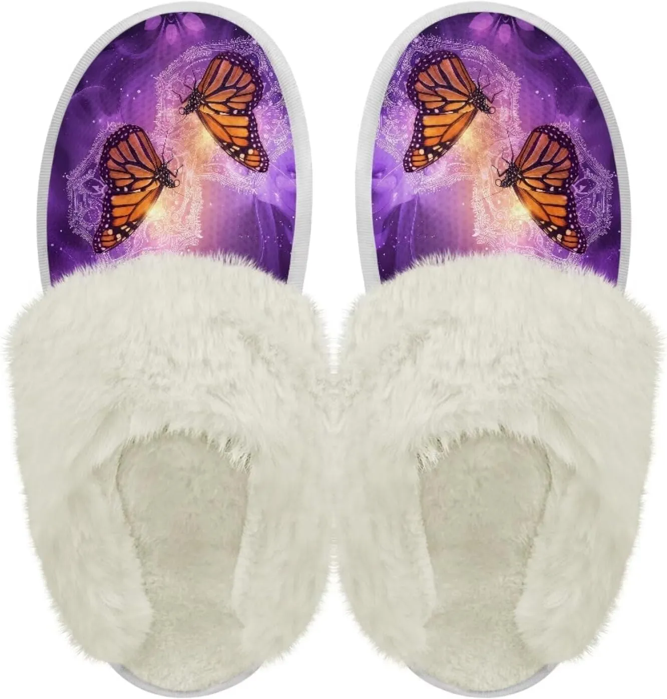Jeiento Women's Indoor Bedroom Slipper for Women, Butterfly Print House Shoe
