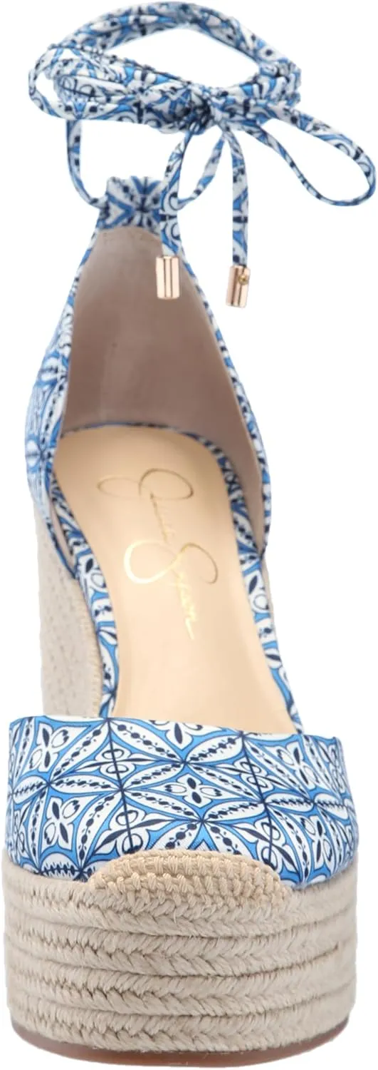 Jessica Simpson Womens WEYLA Cushioned Footbed Canvas Wedge Sandals