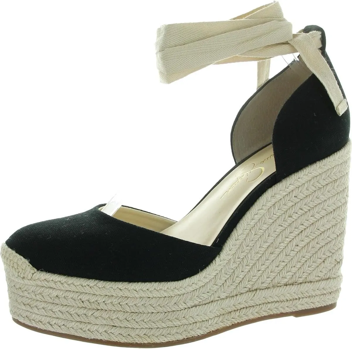 Jessica Simpson Womens WEYLA Cushioned Footbed Canvas Wedge Sandals